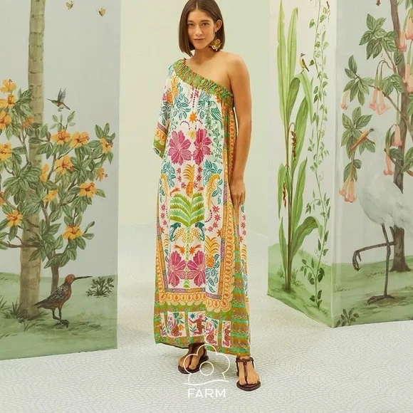 FARM Rio Floral Summer Oasis One-Shoulder Long Dress - Picture 4 of 8